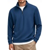 image:imageCOOFANDY Mens Quarter Zip Pullover FleeceLined Mock Neck Sweatshirt CasualNavy Blue