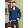 image:imageCOOFANDY Mens Quarter Zip Pullover FleeceLined Mock Neck Sweatshirt CasualNavy Blue