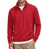 image:imageCOOFANDY Mens Quarter Zip Pullover FleeceLined Mock Neck Sweatshirt CasualRed