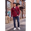 image:imageCOOFANDY Mens Quarter Zip Pullover FleeceLined Mock Neck Sweatshirt CasualWine Red