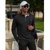 image:imageCOOFANDY Mens Quarter Zip Pullover Golf Shirts Mock Neck Casual SweatshirtAll Black