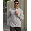 image:imageCOOFANDY Mens Quarter Zip Pullover Golf Shirts Mock Neck Casual SweatshirtLight Grey