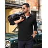 image:imageCOOFANDY Mens Quarter Zip Pullover Lightweight Casual Long Sleeve Polo ShirtsBlack