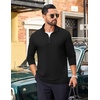 image:imageCOOFANDY Mens Quarter Zip Pullover Lightweight Casual Long Sleeve Polo ShirtsBlack