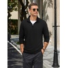 image:imageCOOFANDY Mens Quarter Zip Pullover Lightweight Casual Long Sleeve Polo ShirtsBlack