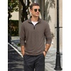 image:imageCOOFANDY Mens Quarter Zip Pullover Lightweight Casual Long Sleeve Polo ShirtsBrown
