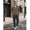 image:imageCOOFANDY Mens Quarter Zip Pullover Lightweight Casual Long Sleeve Polo ShirtsBrown