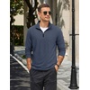 image:imageCOOFANDY Mens Quarter Zip Pullover Lightweight Casual Long Sleeve Polo ShirtsDark Blue