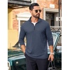 image:imageCOOFANDY Mens Quarter Zip Pullover Lightweight Casual Long Sleeve Polo ShirtsDark Blue