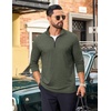 image:imageCOOFANDY Mens Quarter Zip Pullover Lightweight Casual Long Sleeve Polo ShirtsDark Green