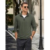 image:imageCOOFANDY Mens Quarter Zip Pullover Lightweight Casual Long Sleeve Polo ShirtsDark Green