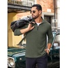 image:imageCOOFANDY Mens Quarter Zip Pullover Lightweight Casual Long Sleeve Polo ShirtsDark Green