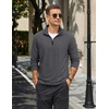 image:imageCOOFANDY Mens Quarter Zip Pullover Lightweight Casual Long Sleeve Polo ShirtsDark Grey