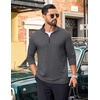 image:imageCOOFANDY Mens Quarter Zip Pullover Lightweight Casual Long Sleeve Polo ShirtsDark Grey