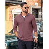 image:imageCOOFANDY Mens Quarter Zip Pullover Lightweight Casual Long Sleeve Polo ShirtsDark Red