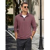 image:imageCOOFANDY Mens Quarter Zip Pullover Lightweight Casual Long Sleeve Polo ShirtsDark Red