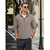image:imageCOOFANDY Mens Quarter Zip Pullover Lightweight Casual Long Sleeve Polo ShirtsKhaki