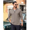 image:imageCOOFANDY Mens Quarter Zip Pullover Lightweight Casual Long Sleeve Polo ShirtsKhaki