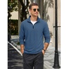 image:imageCOOFANDY Mens Quarter Zip Pullover Lightweight Casual Long Sleeve Polo ShirtsNavy Blue