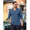 image:imageCOOFANDY Mens Quarter Zip Pullover Lightweight Casual Long Sleeve Polo ShirtsNavy Blue
