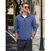 image:imageCOOFANDY Mens Quarter Zip Pullover Lightweight Casual Long Sleeve Polo ShirtsSapphire Blue