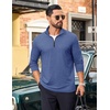 image:imageCOOFANDY Mens Quarter Zip Pullover Lightweight Casual Long Sleeve Polo ShirtsSapphire Blue