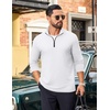 image:imageCOOFANDY Mens Quarter Zip Pullover Lightweight Casual Long Sleeve Polo ShirtsWhite