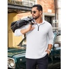 image:imageCOOFANDY Mens Quarter Zip Pullover Lightweight Casual Long Sleeve Polo ShirtsWhite