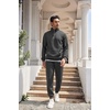 image:imageCOOFANDY Mens Tracksuit 2 Piece Quarter Zip Sweatsuit Workout Jogging SetDark Grey