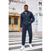 image:imageCOOFANDY Mens Tracksuit 2 Piece Quarter Zip Sweatsuit Workout Jogging SetNavy Blue
