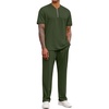 image:imageCOOFANDY Mens 2 Piece Outfit Quarter Zip Short Sleeve Top amp Pants SetArmy Green