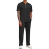 image:imageCOOFANDY Mens 2 Piece Outfit Quarter Zip Short Sleeve Top amp Pants SetBlack