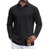 image:imageCOOFANDY Mens Long Sleeve Polo Shirts Classic Cotton Pique Polo ShirtsBlack