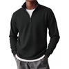 image:imageCOOFANDY Mens Quarter Zip Pullover FleeceLined Mock Neck Sweatshirt CasualAll Black
