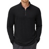 image:imageCOOFANDY Mens Quarter Zip Pullover Lightweight Casual Long Sleeve Polo ShirtsBlack