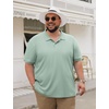image:imageCOOFANDY Mens Big and Tall Polo Shirt Short Sleeve Cotton Pique Golf ShirtLight Green
