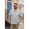 image:imageCOOFANDY Mens Big and Tall Polo Shirt Short Sleeve Cotton Pique Golf ShirtLight Grey