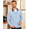image:imageCOOFANDY Mens Fleece Quarter Zip Pullover Long Sleeve Mock Neck SweatshirtA  Light Blue