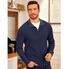 image:imageCOOFANDY Mens Fleece Quarter Zip Pullover Long Sleeve Mock Neck SweatshirtB  Navy Blue