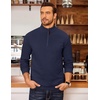 image:imageCOOFANDY Mens Fleece Quarter Zip Pullover Long Sleeve Mock Neck SweatshirtB  Navy Blue