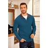 image:imageCOOFANDY Mens Fleece Quarter Zip Pullover Long Sleeve Mock Neck SweatshirtDark Blue