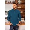 image:imageCOOFANDY Mens Fleece Quarter Zip Pullover Long Sleeve Mock Neck SweatshirtDark Blue