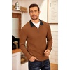 image:imageCOOFANDY Mens Fleece Quarter Zip Pullover Long Sleeve Mock Neck SweatshirtLight Brown