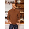 image:imageCOOFANDY Mens Fleece Quarter Zip Pullover Long Sleeve Mock Neck SweatshirtLight Brown
