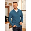 image:imageCOOFANDY Mens Fleece Quarter Zip Pullover Long Sleeve Mock Neck SweatshirtSolid Blue Gray