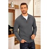 image:imageCOOFANDY Mens Fleece Quarter Zip Pullover Long Sleeve Mock Neck SweatshirtSolid Dark Grey
