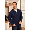 image:imageCOOFANDY Mens Fleece Quarter Zip Pullover Long Sleeve Mock Neck SweatshirtSolid Deep Blue