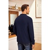 image:imageCOOFANDY Mens Fleece Quarter Zip Pullover Long Sleeve Mock Neck SweatshirtSolid Deep Blue