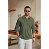 image:imageCOOFANDY Mens Knit Polo Shirt Long Sleeve Polo Sweaters Casual Golf ShirtsArmy Green