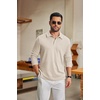 image:imageCOOFANDY Mens Knit Polo Shirt Long Sleeve Polo Sweaters Casual Golf ShirtsBeige